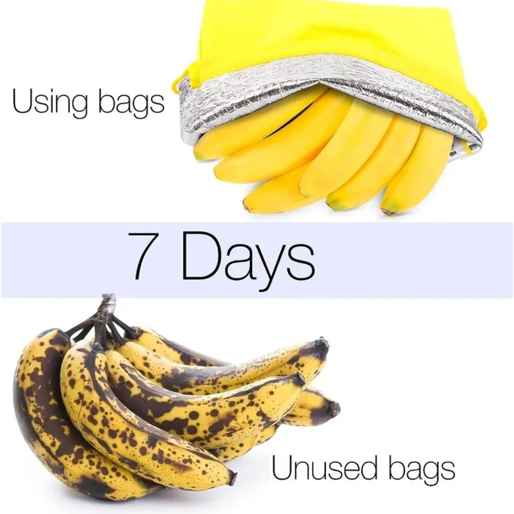 Yellow Reusable Freezer Bag Storage Anti-Ripening for Bananas / Other Fruit -GUC
